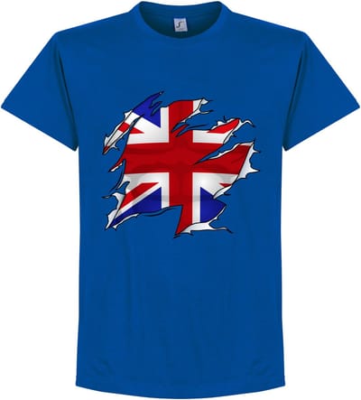 Groot Brittannië Ripped Flag T-Shirt - Blauw - M