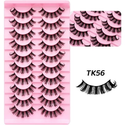 10 Paires de Faux Cils Usine DD Cils Courbés Cils Courbés