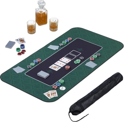 pokerkleed 120 x 60 cm - speelkleed voor Texas Hold'em - antislip pokermat - polyester - groen