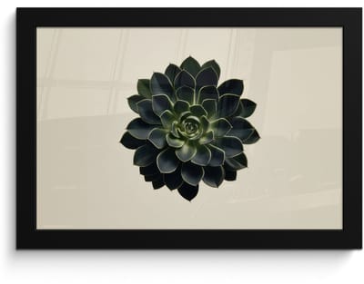 Poster in lijst - Fotolijst 30x20 cm - Posters - Rozet - Cirkelvormig - Donkergroen - Posterlijst zwart - Decoratie - Wanddecoratie woonkamer - Muurdecoratie slaapkamer