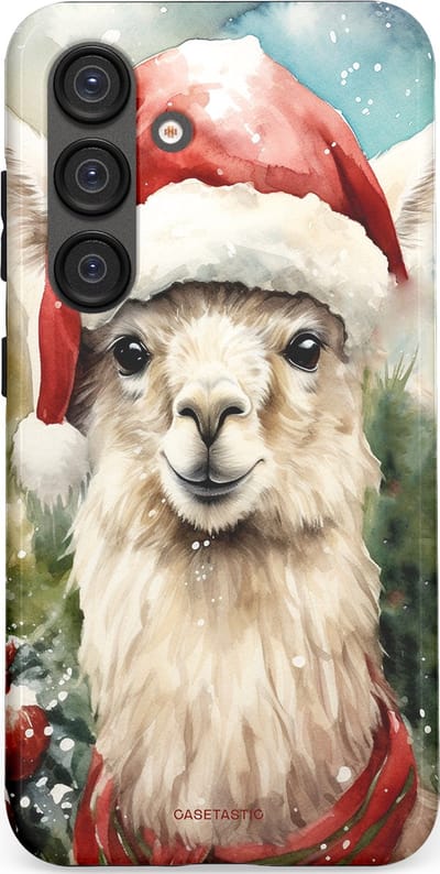 Casetastic hoesje geschikt voor Samsung Galaxy S25 - Dubbellaagse bescherming - Kerst Lama - Fashion Case - Taupe Lichtgrijs Donkergrijs Saliegroen