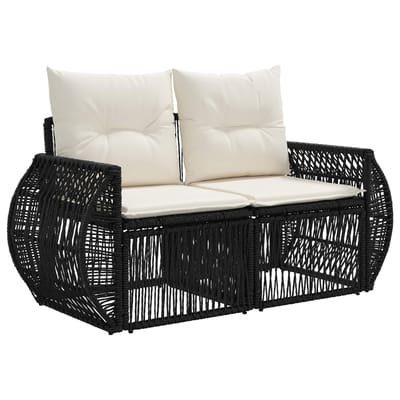 vidaXL - Tuinbank - Set - 8 - st - Zwart - en - Crème - Wit - poly - rattan