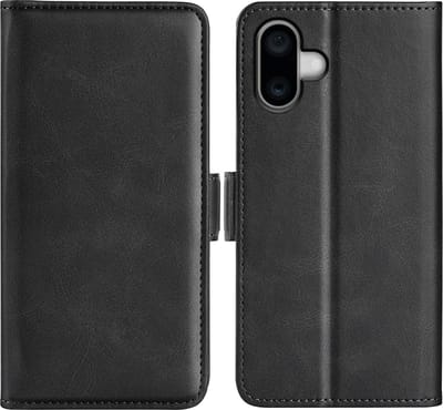 MobyDefend Hoesje - Geschikt voor iPhone 16 - Luxe Wallet Book Case (Sluiting Zijkant) - Zwart