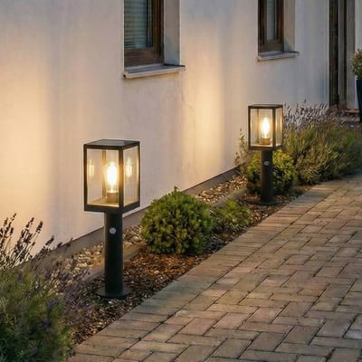Lindby - Solar buitenverlichting - 1licht - Glas, aluminium, roestvrij staal, kunststof - H: 50 cm - zwart, transparant - Inclusief lichtbron
