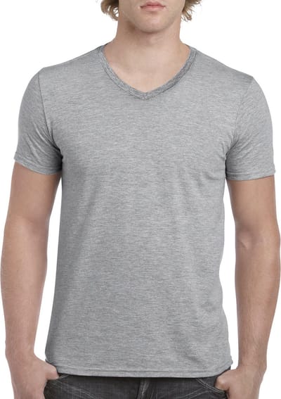 Herenshirt Softstyle® V-Neck merk Gildan Sportgrijs - XL