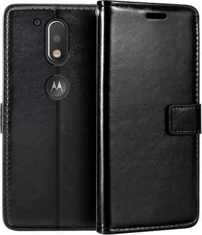 Portemonnee Book Case Hoesje Geschikt voor: Motorola Moto G4 / G4 Plus - Zwart