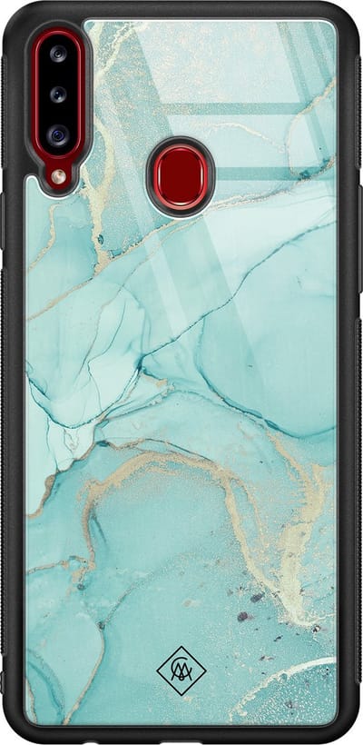 Casimoda® hoesje - Geschikt voor Samsung Galaxy A20s - Marmer mint groen - Luxe Hard Case Zwart - Backcover telefoonhoesje - Mint