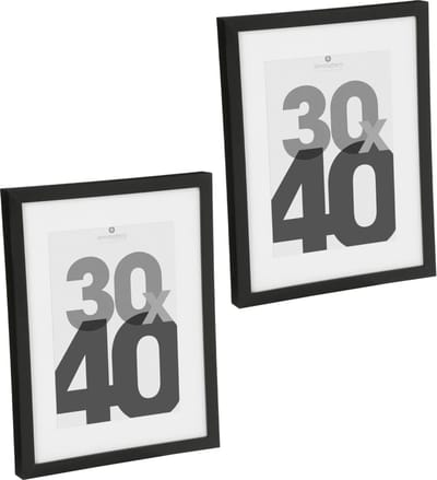 Atmosphera fotolijstje voor een foto van 30 x 40 cm - 2x - zwart - foto frame Eva - modern/strak ontwerp
