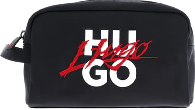 HUGO Toilettas Handwritten 2.0 Washbag Schwarz Zwart