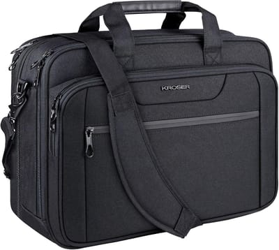 Laptoptas tot 17,3 inch - Waterafstotende Schoudertas voor Reizen en Zaken - Uitbreidbare Capaciteit - Zwart