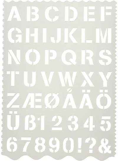 Sjabloon, letters en cijfers, H: 25 mm, vel 21x29 cm, 1 stuk