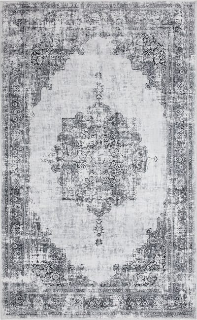 Vintage Tapijt - Zacht - Machinewasbaar Vloerkleed - Antislip - Premium Polyester Vezels - Zilver - 120cm x 160cm