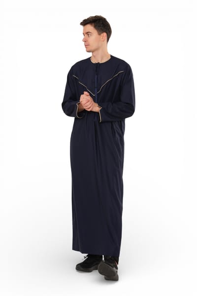 Heren Ramadan Marineblauw Marokkaanse Jubba Robe Djellaba Eid Thobe - TT-007