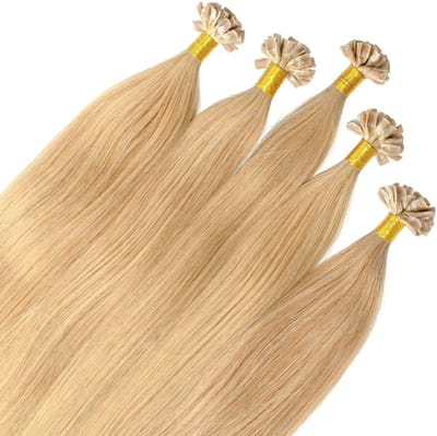 hair2heart Premium Extensions Echt haar Bondings glad - 25 strengen 0,8 g 40 cm 9/31 lichtblond goud-as