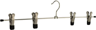 De Kledinghanger Gigant - Knijperhanger - Volwassenen - 8364 - 50 Stuks - Metaal - Verchroomd - Zwart - 4 Verschuifbare Anti-slip Maxi knijpers - 40 cm - Rokhanger - Broekhanger - Pantalonhanger - Kledinghanger - Kleerhanger (8364_00/50)