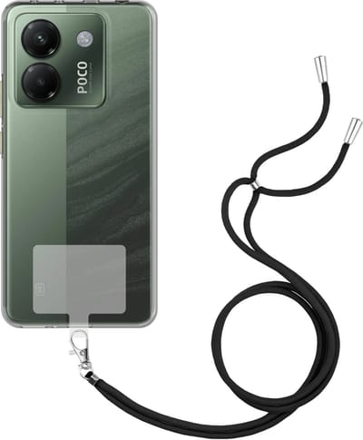 Just in Case hoesje met koord geschikt voor Xiaomi Poco M7 Pro Hoesje met Koord - Flexibele Case - Transparant