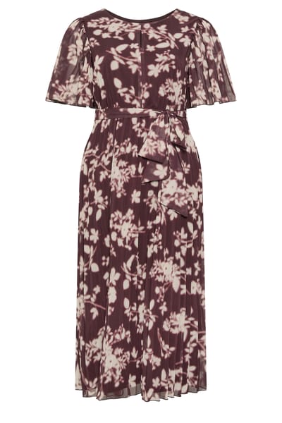 Yours London Rode Geplooide Maxijurk Met Bloemenprint Size 38