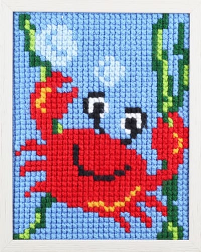 Pako kinder borduurpakket kruissteek - Krab- geprint stramien - 027.055 -DIY kids kit