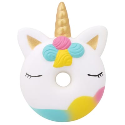 Jumbo Kawaii Eenhoorn Donut Squishy Taart Brood Squishies Roomgeur Langzaam Rijzend Knijpspeelgoed Kinderen Kerst Verjaardagscadeau 13*9 CM white