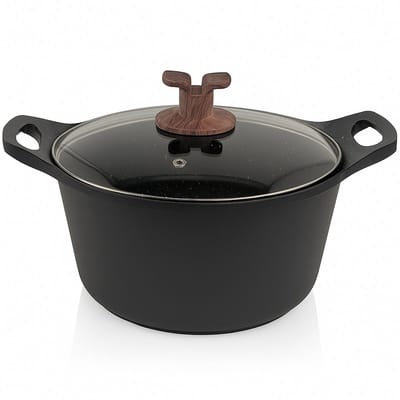 Hakal Gietaluminium Kookpan met Glazen Deksel – 28 cm