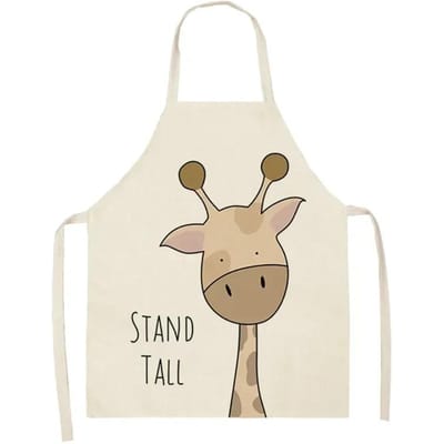 Tablier de cuisine Série Petits Animaux Lion Élan Renard Adulte Sans Manches Tablier Enfant Tablier Familial Vêtement Parent-enfant 65x53cm adultsize white
