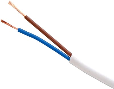 Hose cable white 2-core H05 VV-F 2G 0.75 mm² for flexible installation 300 V medium use power cable - 10 meter length stroomkabel 3 aderige