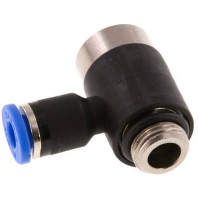 4mm x G1/8'' 90 graden L-vorm Messing/PA 66 Insteekfitting Buitendraad Binnenzeskant Draaibaar NBR [2 Stuks]