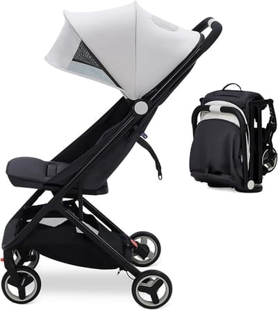 Tri-Fold Kinderwagen T20 - Compacte Opvouwbare Buggy 7,9kg met Ligfunctie - Lichtgewicht Baby Wagen voor Vliegtuig Handbagage - 0-4 Jaar tot 22kg - Grijs