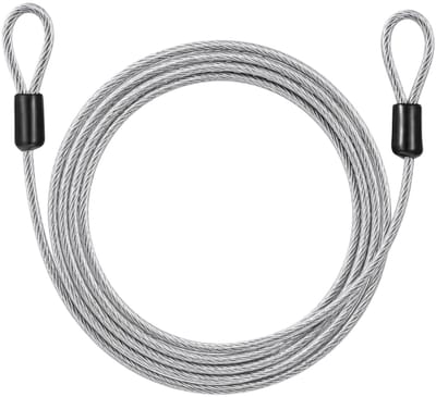 Dailygoods- Luskabel 2 m x 4 mm - Transparante Veiligheidskabel - Staalkabel met Ogen - Kunststof Ombanteling - Ruimtebesparend Opbergbaar