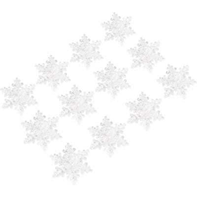 12 Stuks Sneeuwvlok Ornament Transparant Acryl Feestdagen 3 Gaten Sneeuwvlokken 5.5cm minder dan br meer dan (5,5 cm 3 Gaten white