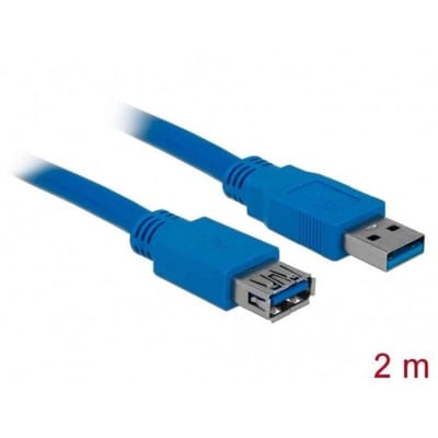 Delock 82539 USB-kabel USB 3.2 Gen1 USB-A stekker, USB-A bus 2.00 m Blauw Vergulde steekcontacten