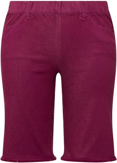 Ulla Popken - Dames - Bermuda gerafelde zoom elastische tailleband - Magnoliarood - Maat 62