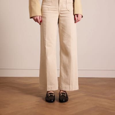 No Stress - Dames - Zwarte leren loafers met gouden chain - Maat 37