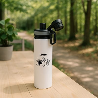 Hacebo® - Bowlen met eigen naam waterfles met draaidop grijs - Bowlen - Bowler - Sport - water fles - 850ML