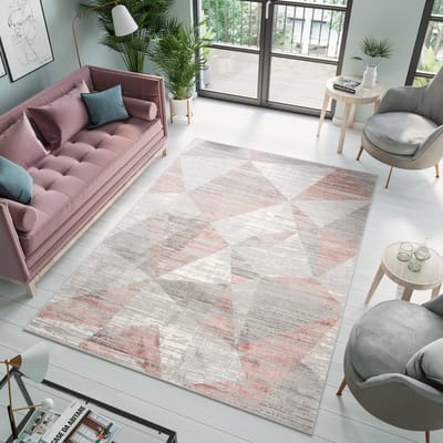 Tapiso Asthane Vloerkleed Grijs Roze Slaapkamer Woonkamer Tapijt Maat - 250x350