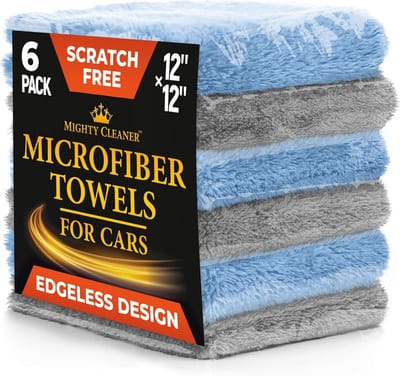 Randloze microvezelhanddoeken voor auto detailing - 6 stuks - superzachte en absorberende doeken voor krasvrije reiniging