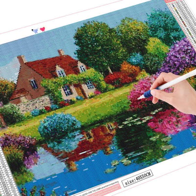 Diamond Mozaïek Landschap Boom Volledige Layout Diamond Schilderij Huis Borduurpakket Borduren Handwerk Nieuwe Aankomst Full Square 20X30CM
