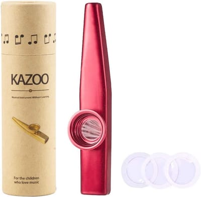 Aluminium Kazoo - Mondharmonica - Muziek Maken - Inclusief Extra Membranen - Lichtgewicht - Rood
