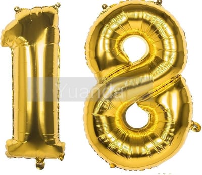 18 Jaar Folie Ballonnen Goud - Happy Birthday - Foil Balloon - Versiering - Verjaardag - Man / Vrouw - Feest - Inclusief Opblaas Stokje & Clip - XXL - 115 cm