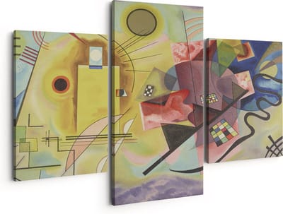 Artaza Canvas Schilderij Drieluik Geel, Rood, Blauw - Wassily Kandinksy - 150x120 - Groot - Foto Op Canvas - Canvas Print