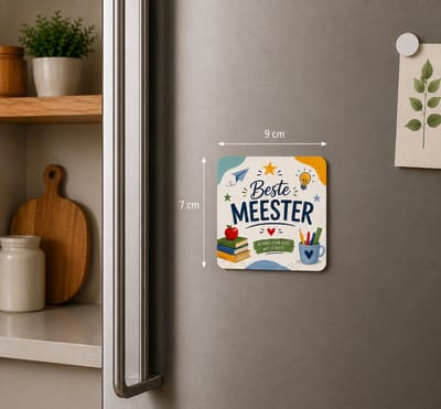Koelkastmagneet MDF Beste Meester – Magneet 9x7 cm – Bedankje voor Meester – Cadeau Einde Schooljaar