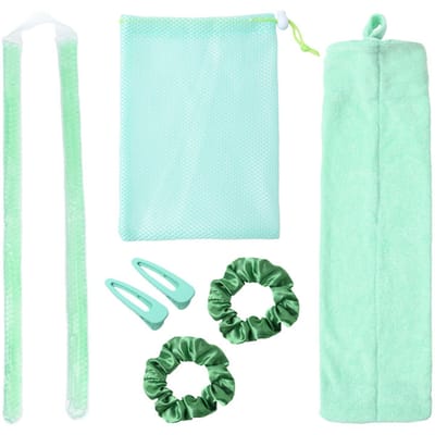 Kit de bouclage de cheveux sans chaleur, perles de Gel sans chaleur, baguette de bigoudi, rouleaux de bouclage, bricolage de cheveux vert