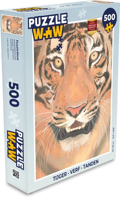 Puzzel Tijger - Verf - Tanden - Legpuzzel - Puzzel 500 stukjes