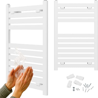 Granitan Handdoekradiator Enzo - 80x50cm - Wit - Ladderdesign - Badkamer Verwarming - CV Radiator