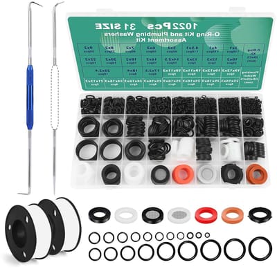 1022-delige O-Ring Assortiment met 31 Rubber Sealing Ringen en Draadafdichtband voor Kranen, Tuinslangen en Pijpreparaties
