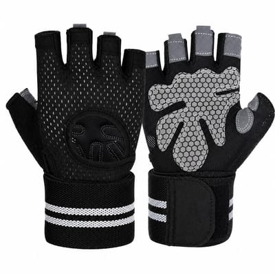 BOTC Fitness Handschoenen - Gevoerde gewichthefhandschoenen met polsbandage - Volledige handpalmbescherming - M - Zwart