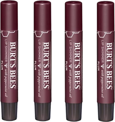 BURT'S BEES - Lip Shimmer Plum - 4 Pak - Voordeelverpakking