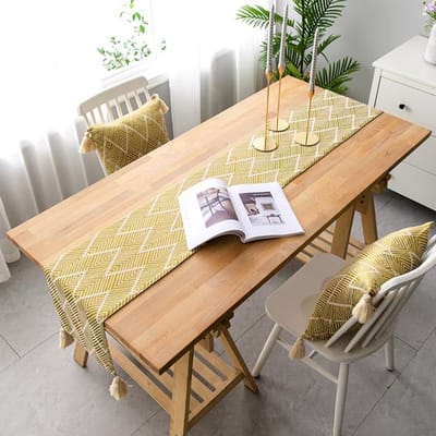 Tafelloper met kwaststreep, waterdichte tafelloper, Japanse landelijke bruiloftsdecoratie voor eettafel, moderne huistextiel 30X100cm beige