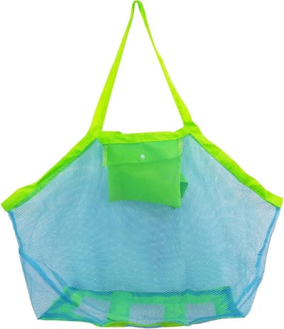 Ruime Mesh Strandtas voor Speelgoed en Zand met Ritssluiting voor Kinderen - Ideaal voor Zwembad, Reizen en Nat Textiel, 18 x 12 x 18 Inch