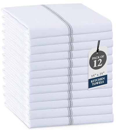 100% Katoenen Keukenhanddoeken - Super Absorberende en Duurzame Theedoeken in Grijs, Set van 12